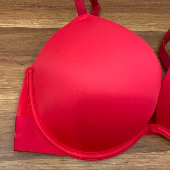 PINK Victoria's Secret Smooth Red Love Pink Push Up Bra Size 34DD - Picture 4 of 10